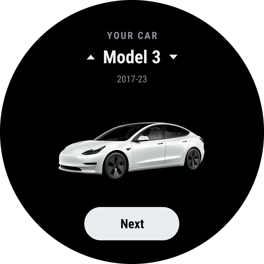 Your car: turning through Model 3, the new Model 3, Model Y, the new Model Y, Model S, Model X and Cybertruck, with Next.