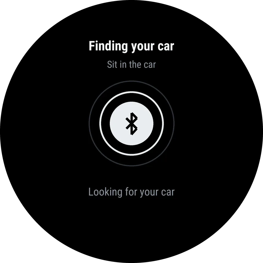 Finding your car: Bluetooth rings pulse out while the watch looks for the car.